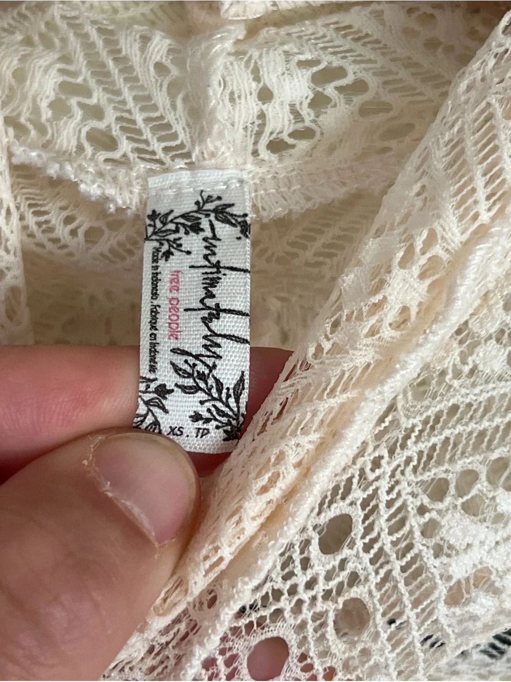 Intimately Free People Sweet Memories Ivory Sheer Lace Turtleneck Top XS Boho